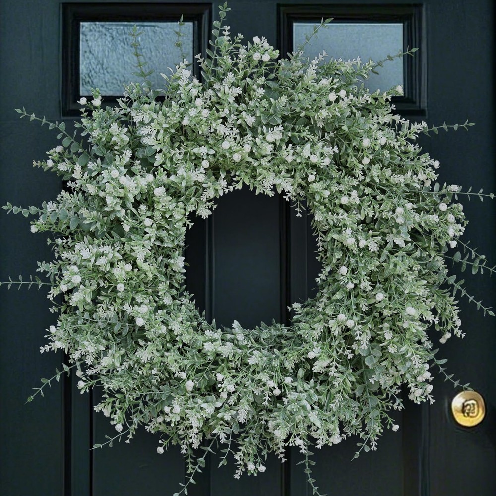 26 Inch Large Artificial Eucalyptus Wreath for Front Door or Porch