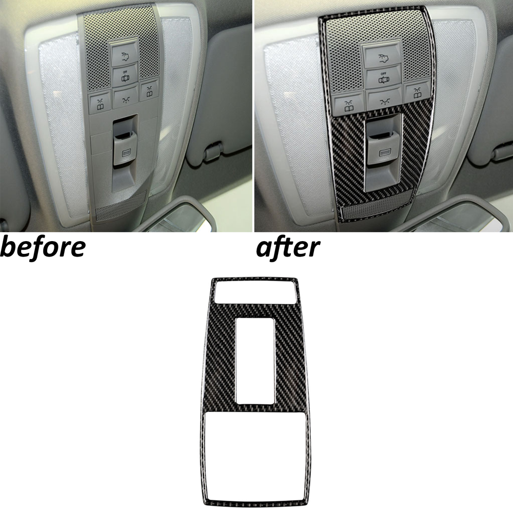 Real Carbon Fiber Roof Reading Light Panel Trim for 2007-2014 Benz C-Class W204