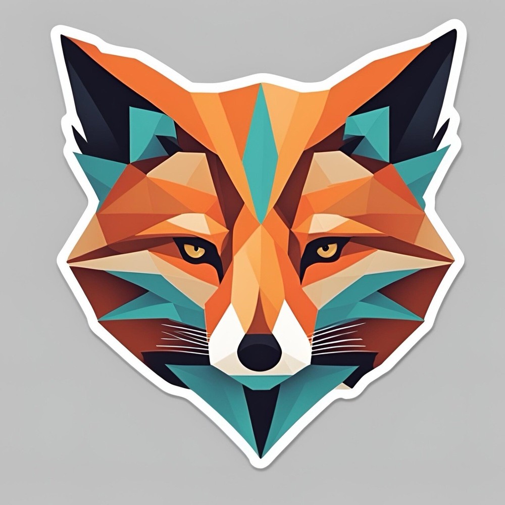 3x3” Geometric Colourful Fox Cool AMAZING STICKER!