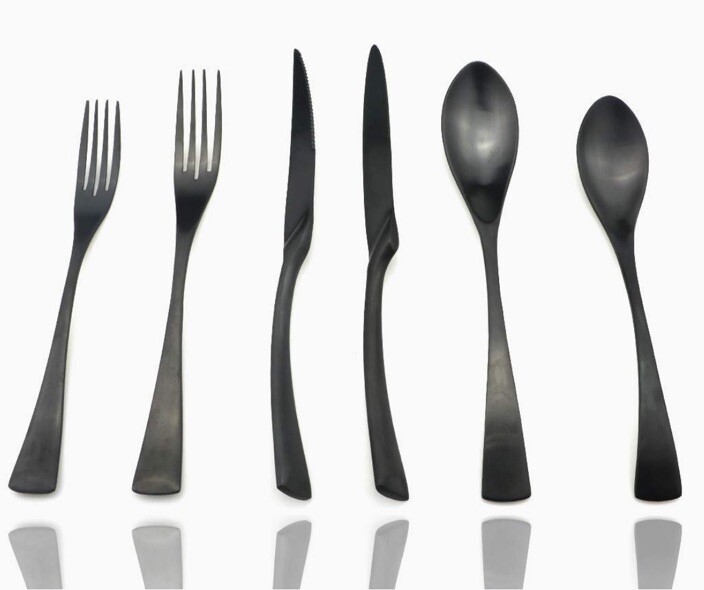 JASHII 18/10 Matte Black Stainless Steel Flatware 24-Piece Set