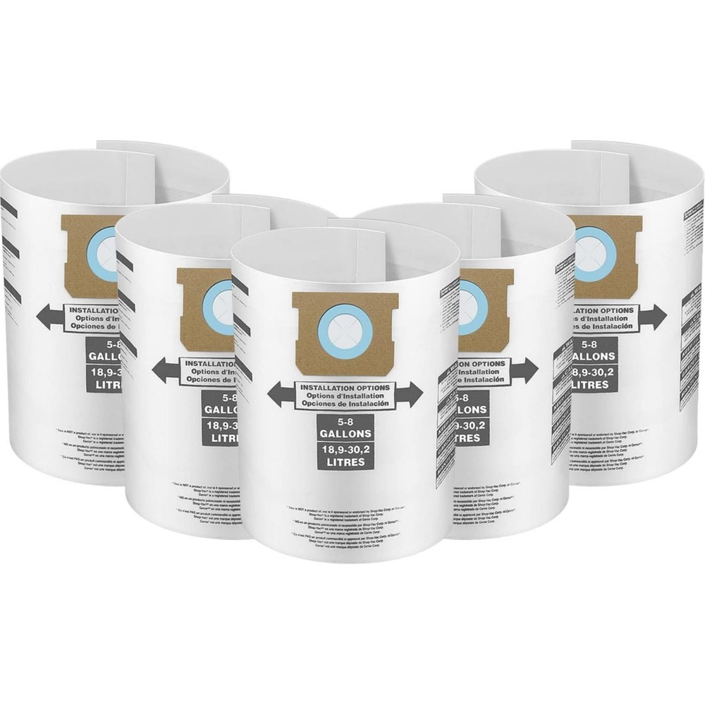 5* Vacuum Cleaner Dust Bags For Shop Vac 5-8 Gallon Vacuum Type U 90304