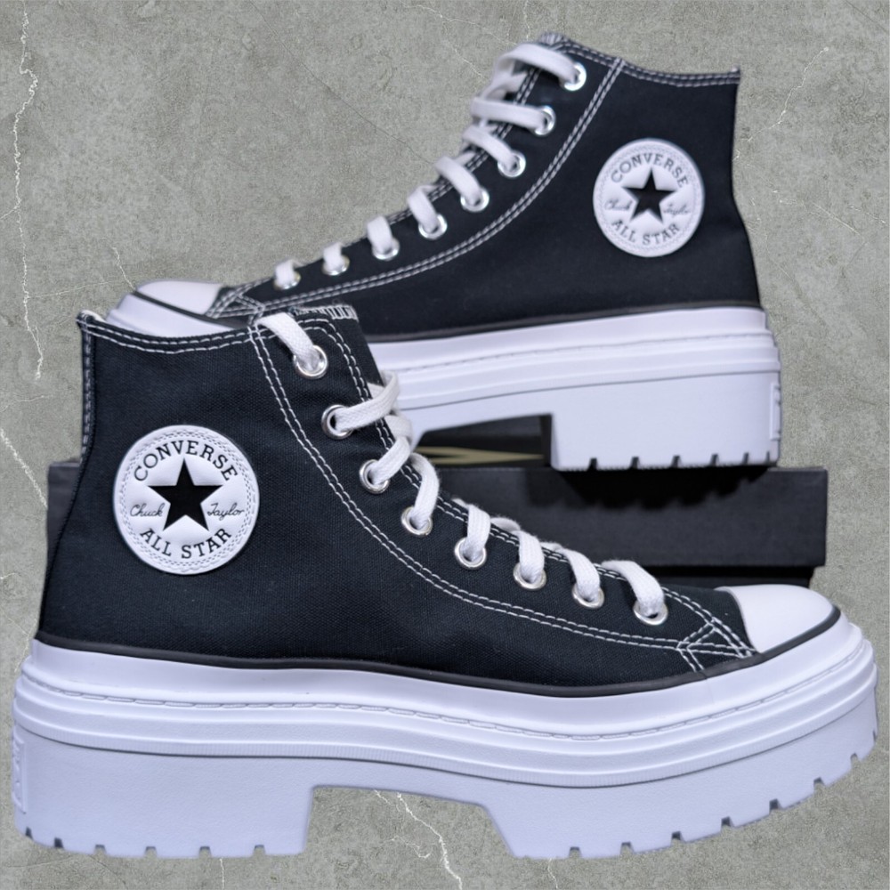 Converse CTAS Lugged Heel Hi Sneaker Women's 9.5 Black White Platform Shoes