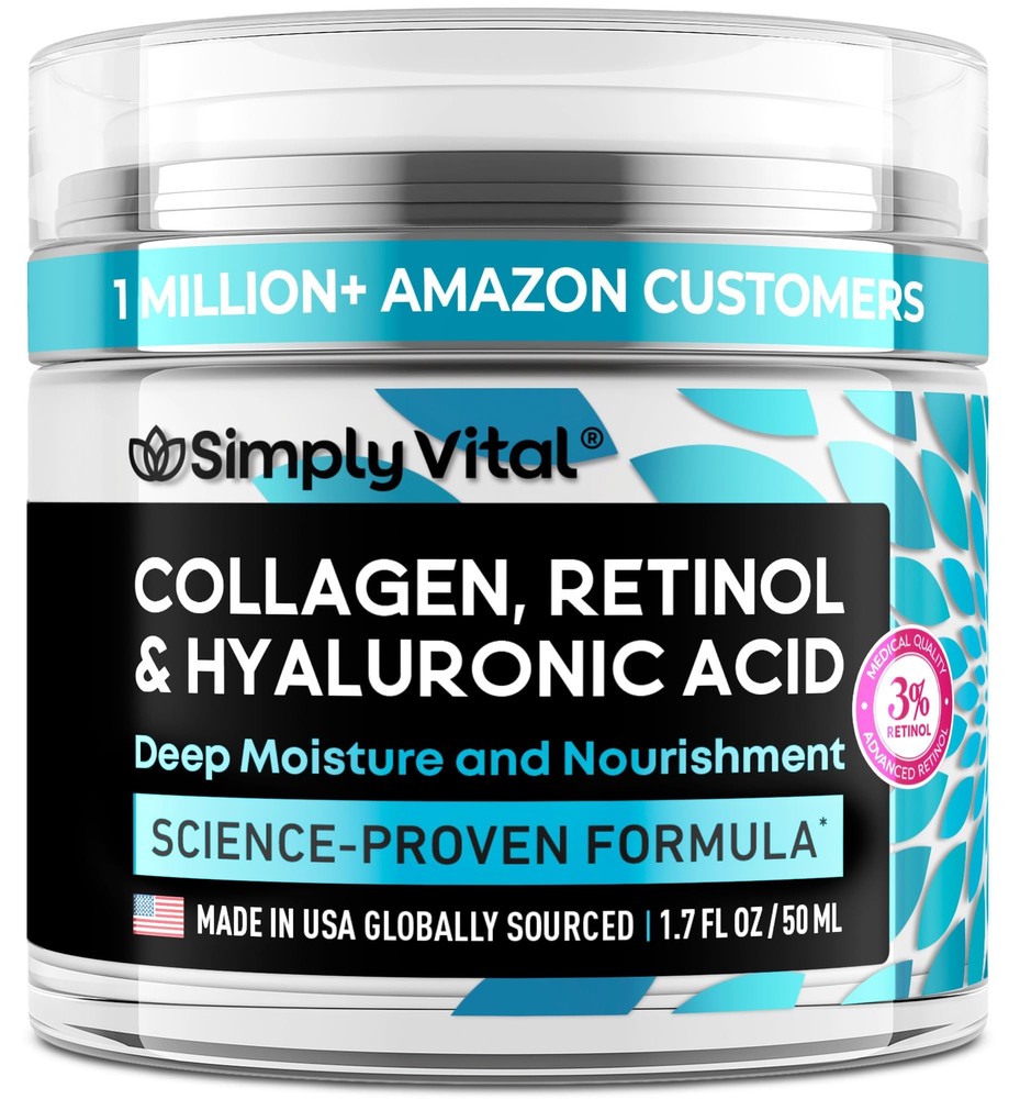 Collagen Retinol & Hyaluronic Acid Cream - Anti-Aging Face Moisturizer for Fa...