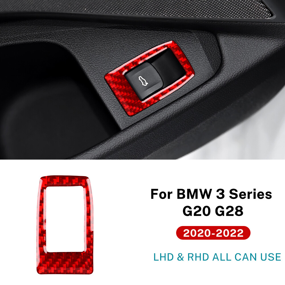 For BMW 3 Series G20 G28 2020-2022 Carbon Fiber Rear Trunk Switch Cover Red