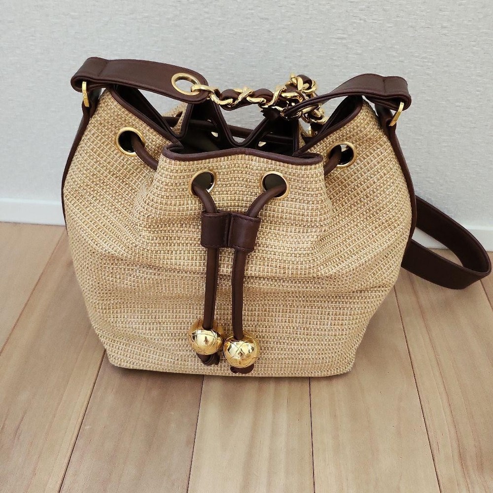 Chanel straw material bucket Shoulder bag 88683