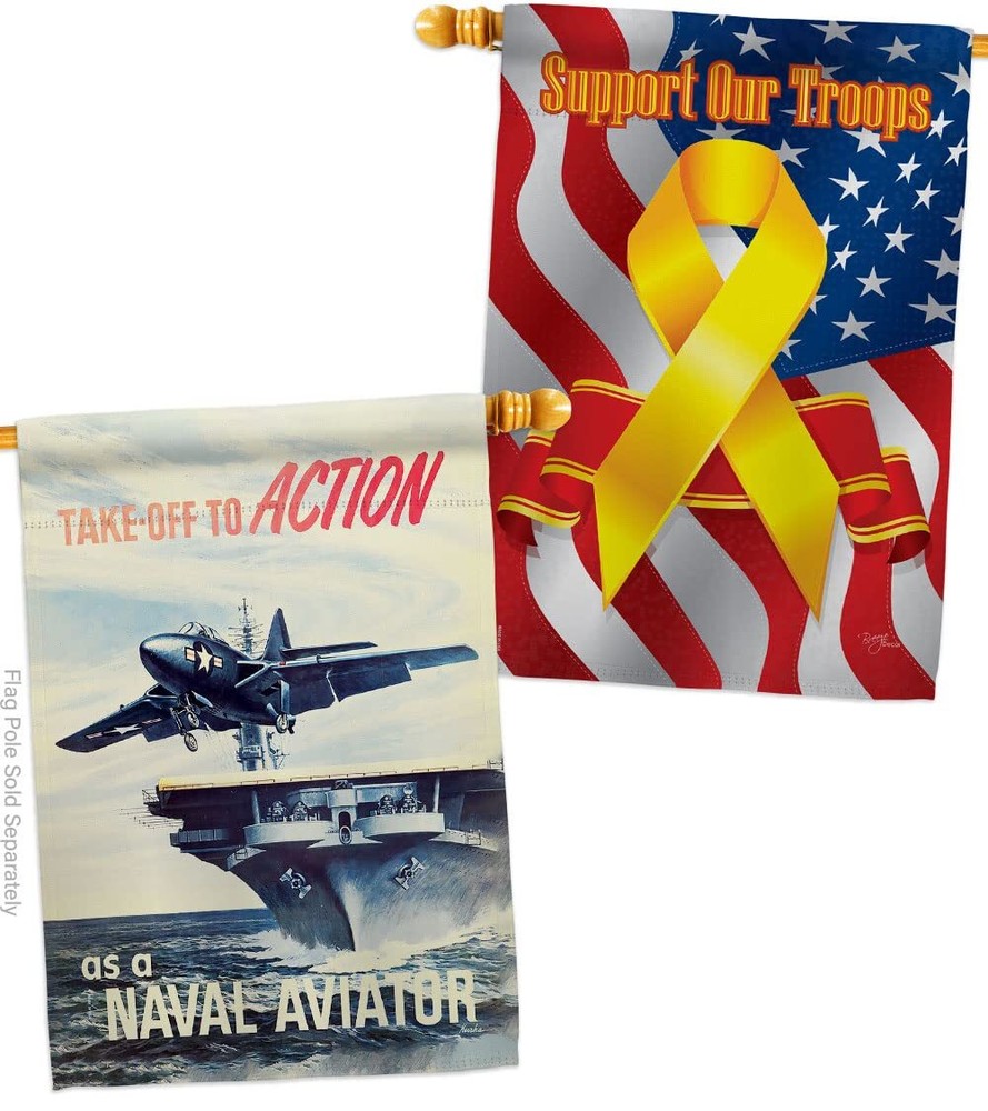 USBrotherhood Take Off to Action House Flag Pack Armed Forces Navy USN Seabee...