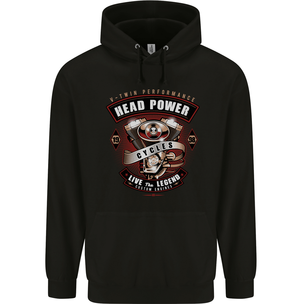Head Power Motorcycle Motorbike Biker Mens 80% Cotton Hoodie