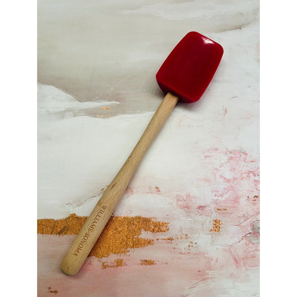 Williams Sonoma Red Silicone Spatula Wooden Handle Kitchen Baking Utensil