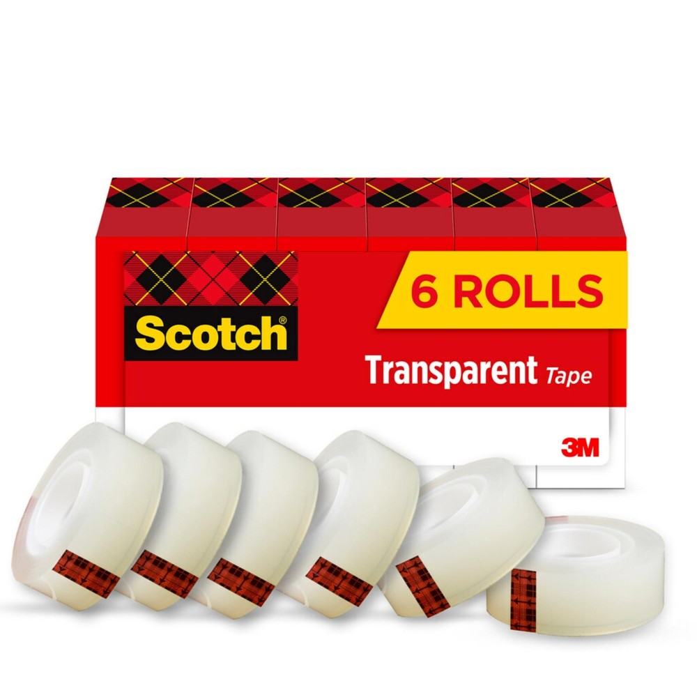 Scotch® Transparent Tape, 3/4 in. x 1296 in., 6 Boxes/Pack - Each