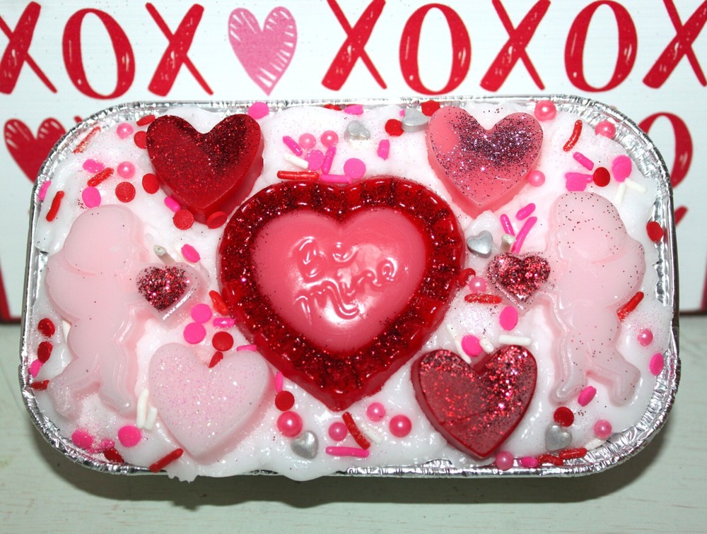 Marshmallow Musk Scented Valentine Heart Loaf Candle Handmade for Cupid  