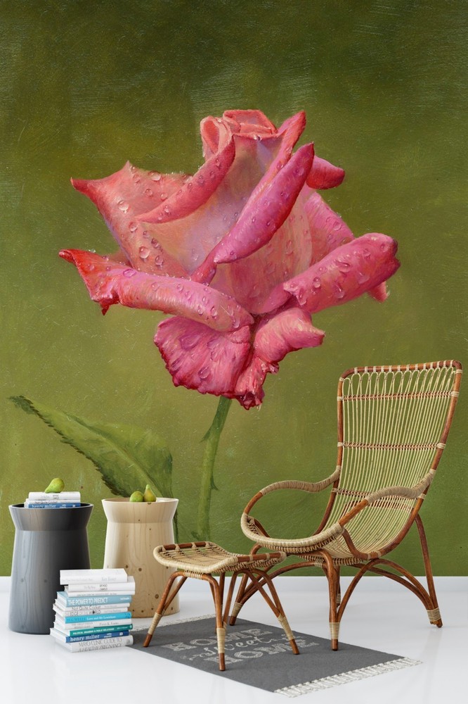 3D Pink Rose Plant Close-up Wall Murals Wallpaper Murals Wall Sticker 5