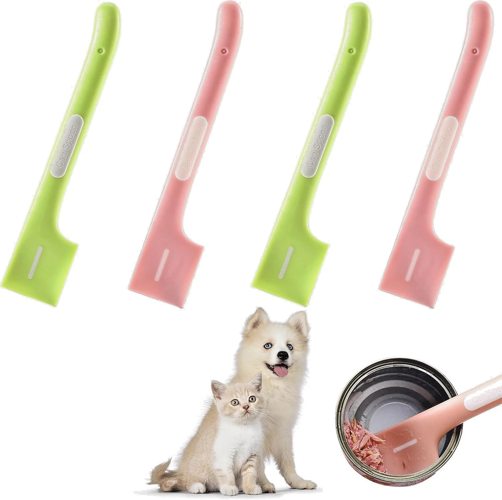 4PCS Pet Food Can Spoons Silicone Spatula Set for Dog & Cat Wet Food Cans