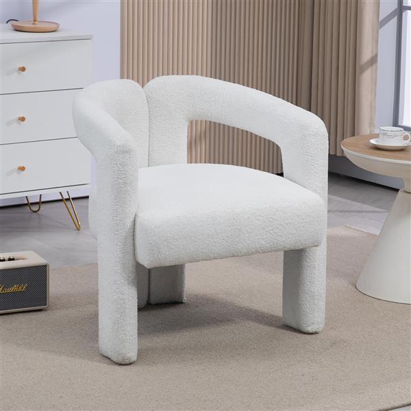 Modern Open-Back Teddy Fabric Dining Chair for Kitchen Design