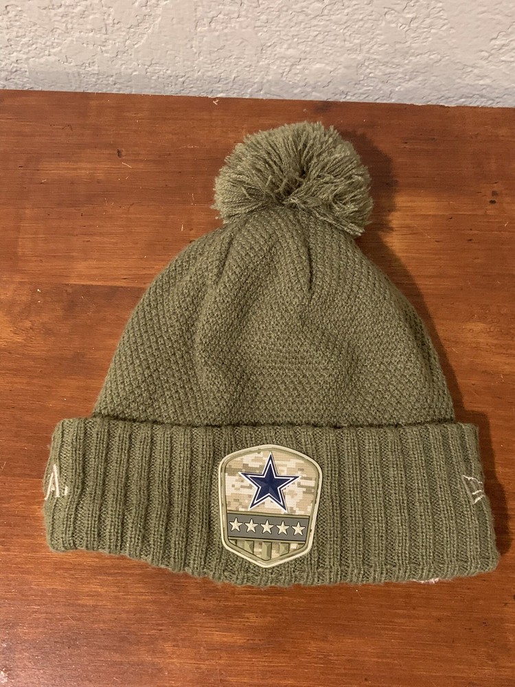 New Era NFL Dallas Cowboys Salute to Service Green Pom Beanie for Women