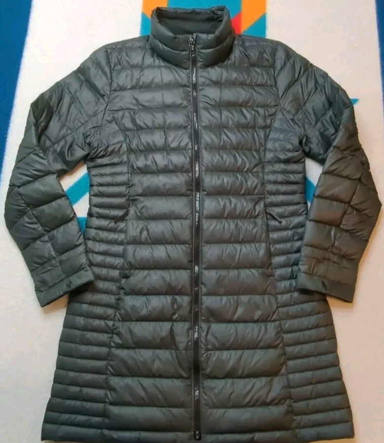 Patagonia Down Sweater Jacket Puffer Parka Packable Bag Zip Green Womens Small