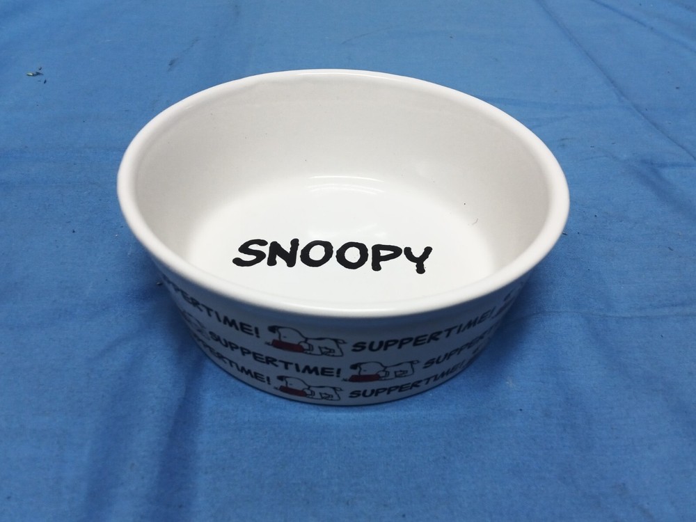 Peanuts Snoopy Suppertime Ceramic Dog Food Bowl Water Dish Gibson Overseas INC