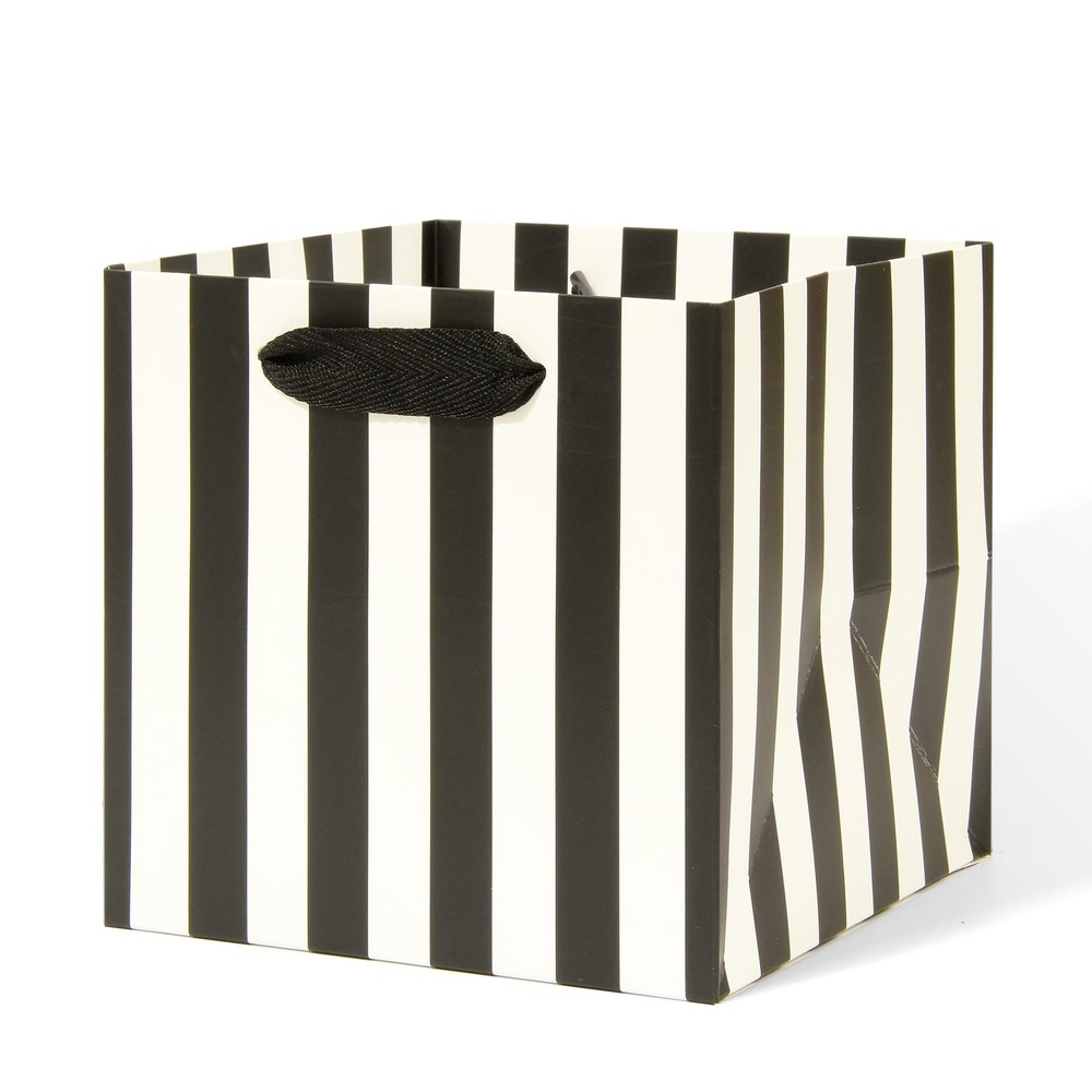 Black White Striped Small Square Gift Bags 6x6x6 10 Pack for Wedding Baby Shower