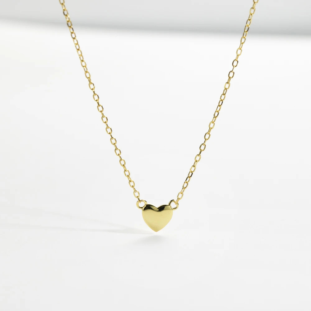 Silver Gold Small Plain Heart Pendant Necklace Chain Choker Women Definite