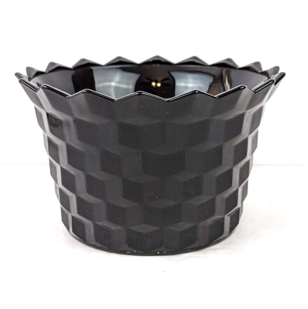 Black Amethyst Indiana Glass Whitehall Colony 5.5 Inch Cubic Bowl Flower Pot