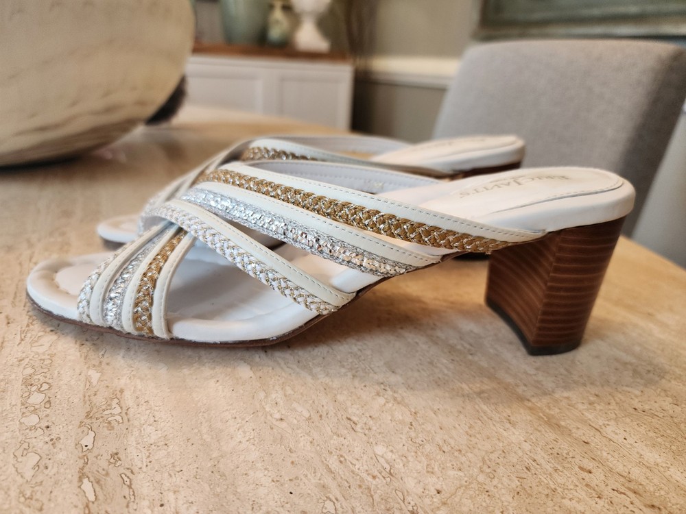 Eric Javits 10.5 N Cross Strap Block Heel Sandals Worn 1X