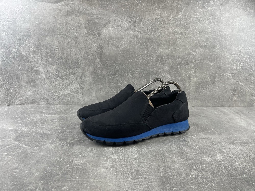 Prada Sport Linea Rossa Slip-On Sneakers Black Blue Sole 4D2805 Size EU7(US8)