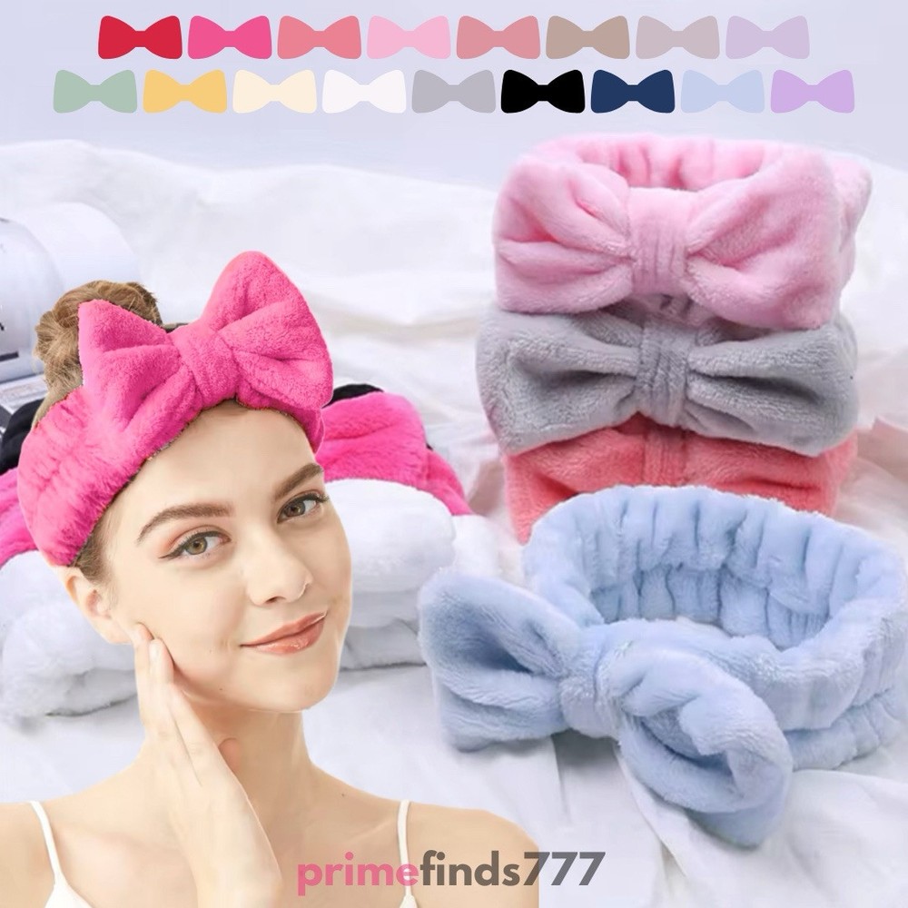 Cute Soft Big Bow Spa Headband for Women Face Washing