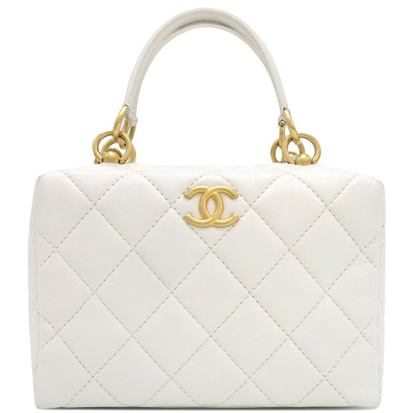 Chanel Shoulder Bag Mini Bowling Lambskin White Chain Coco Mark AS4202 18645