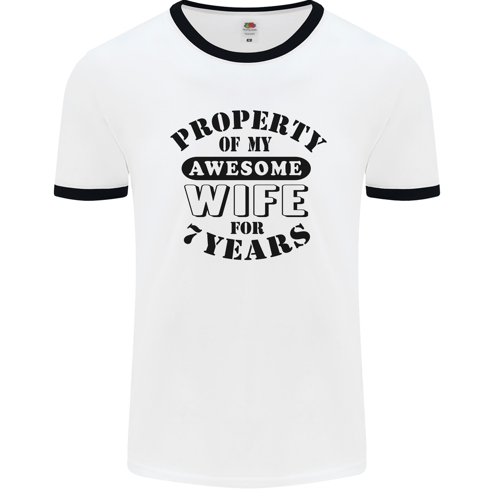 7th Wedding Anniversary 7 Year Funny Wife Mens Ringer T-Shirt