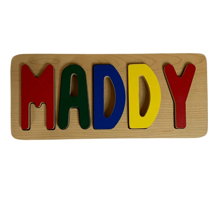 Personalized Maddy 5 Piece Wooden Puzzle Letters Learning Names Colorful Sturdy