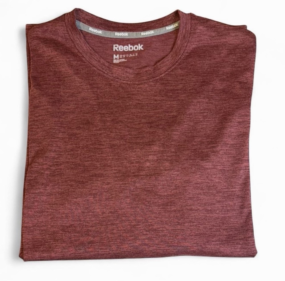 Reebok Mens Long Sleeve Athletic Shirt Burgundy Heather Size M