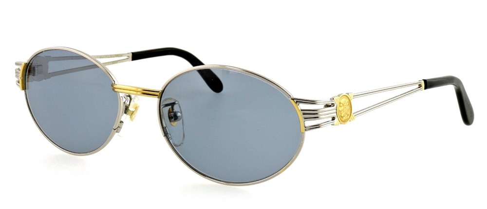 New Vintage FENDI VL7053 626 52mm Gold Silver Round Sunglasses Italy Unisex