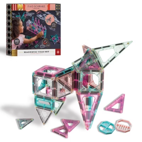 FAO Schwarz Pastel 40-Piece Magnetic Building Block Set
