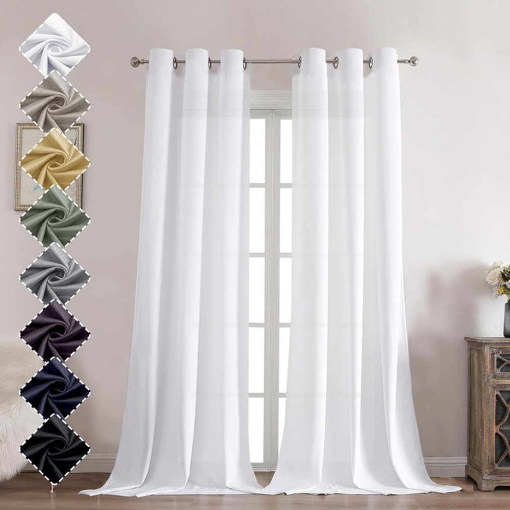 OVZME Ian White Velvet Curtains 84 Inches Long 2 Panels - Thermal Insulated Room