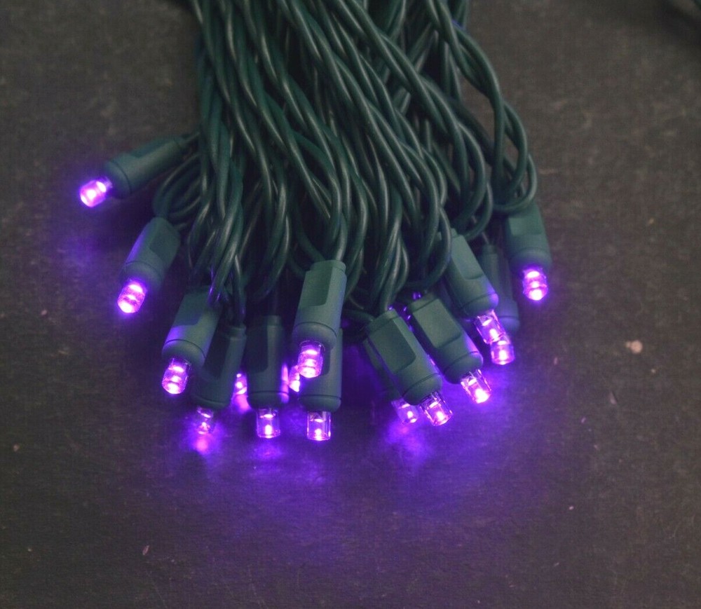 Seasonal Source 48ft LED Christmas Lights 140 Purple Bulbs 55mm 2 Strands-image