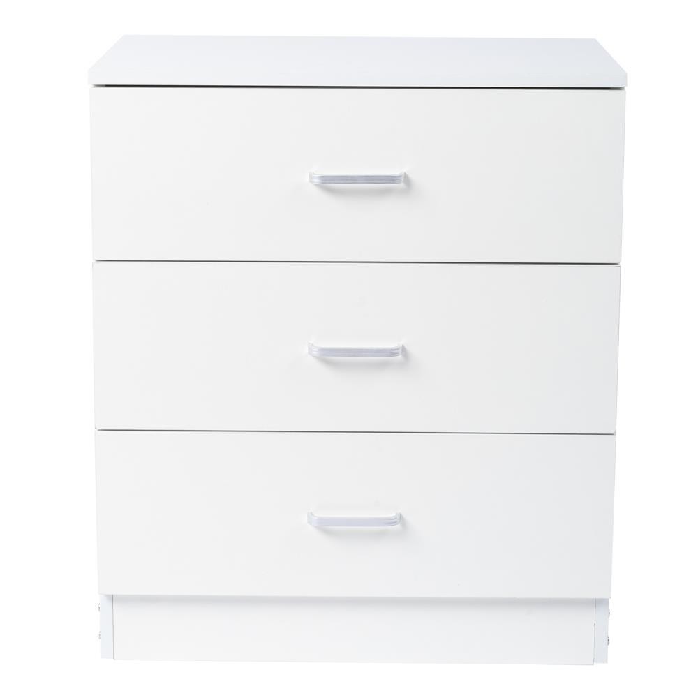 White 3-Drawer Nightstand Dresser for Bedroom Storage