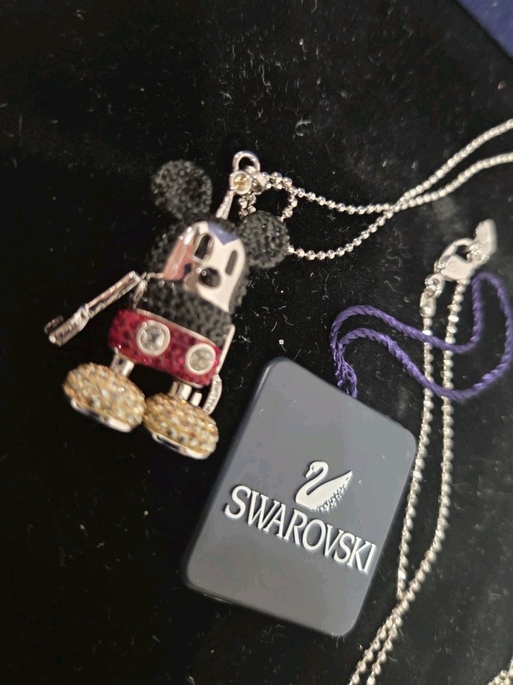 Swarovski 3D Mickey Mouse Long Pendant Disney Crystal Authentic #1025000 CIB
