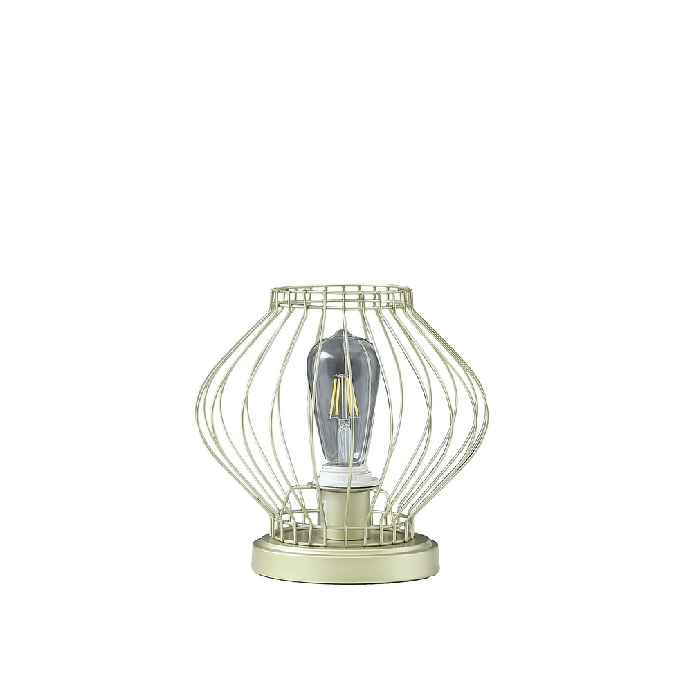 10-inch Gold Bedside Table Lamp Featuring Elegant Gold Cage Shade Design
