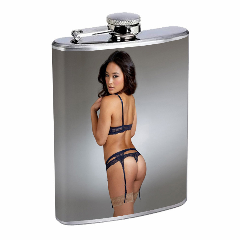 Korean Pin Up Girls D8 Flask 8oz Stainless Steel Hip Drinking Whiskey