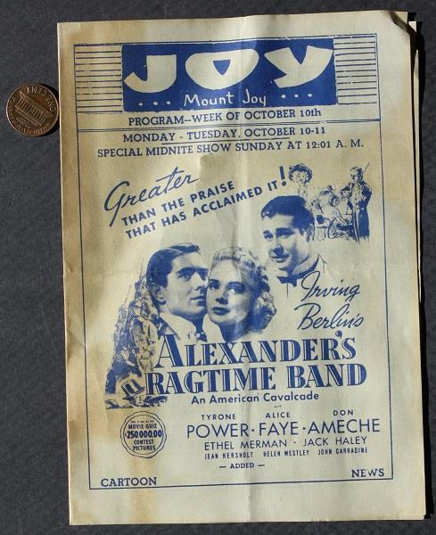 1938 Mount Joy Pennsylvania theatre Movie leaflet Humphrey Bogart Racket Buster-