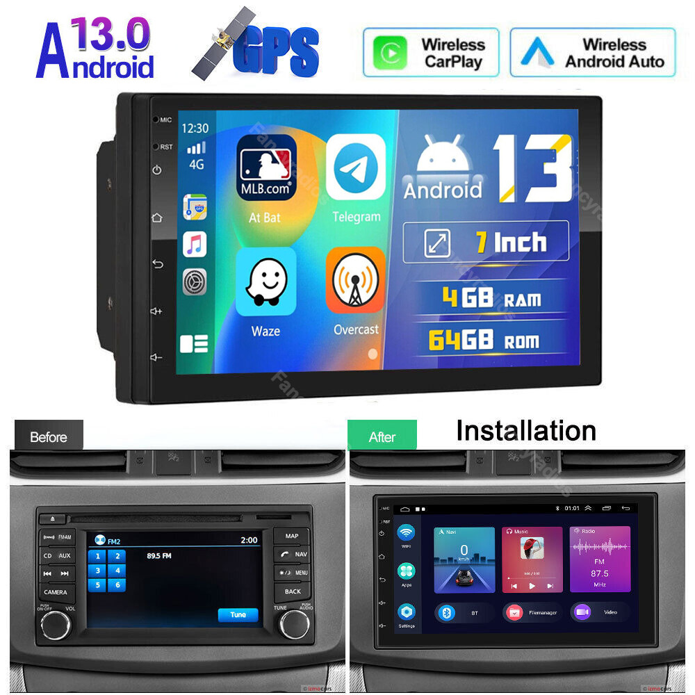 7-inch Double Din Car Stereo with Android 13 and Apple/Android CarPlay-image