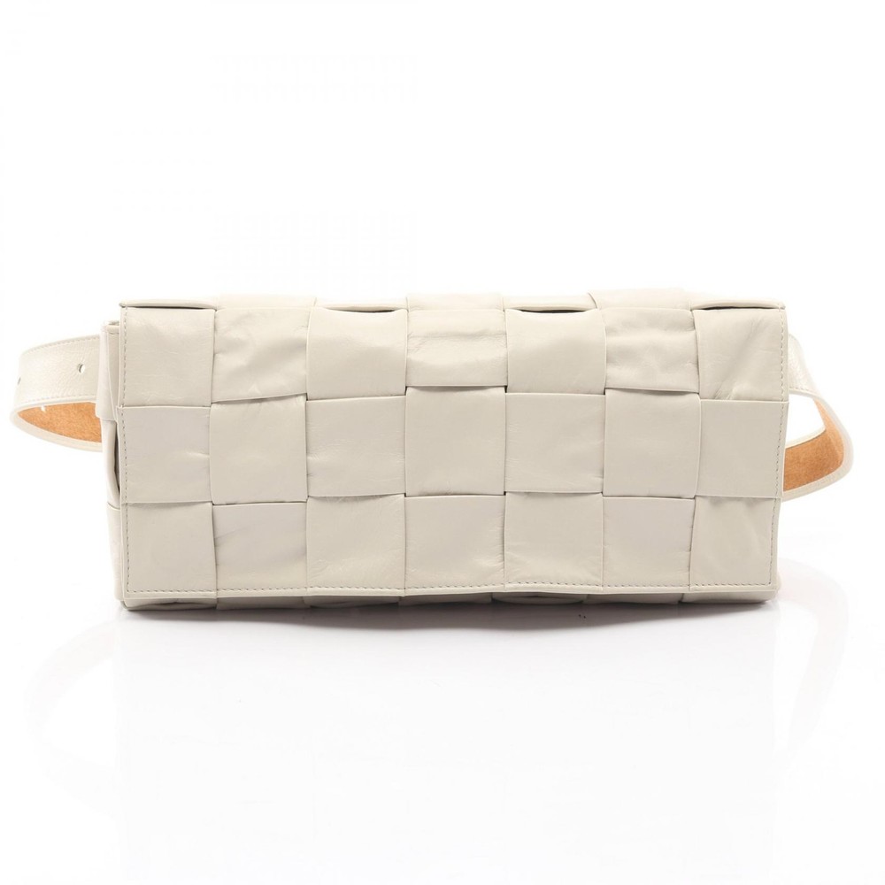 BOTTEGA VENETA Stretch Cassette Maxi Intrecciato Waist bag leather Beige Used