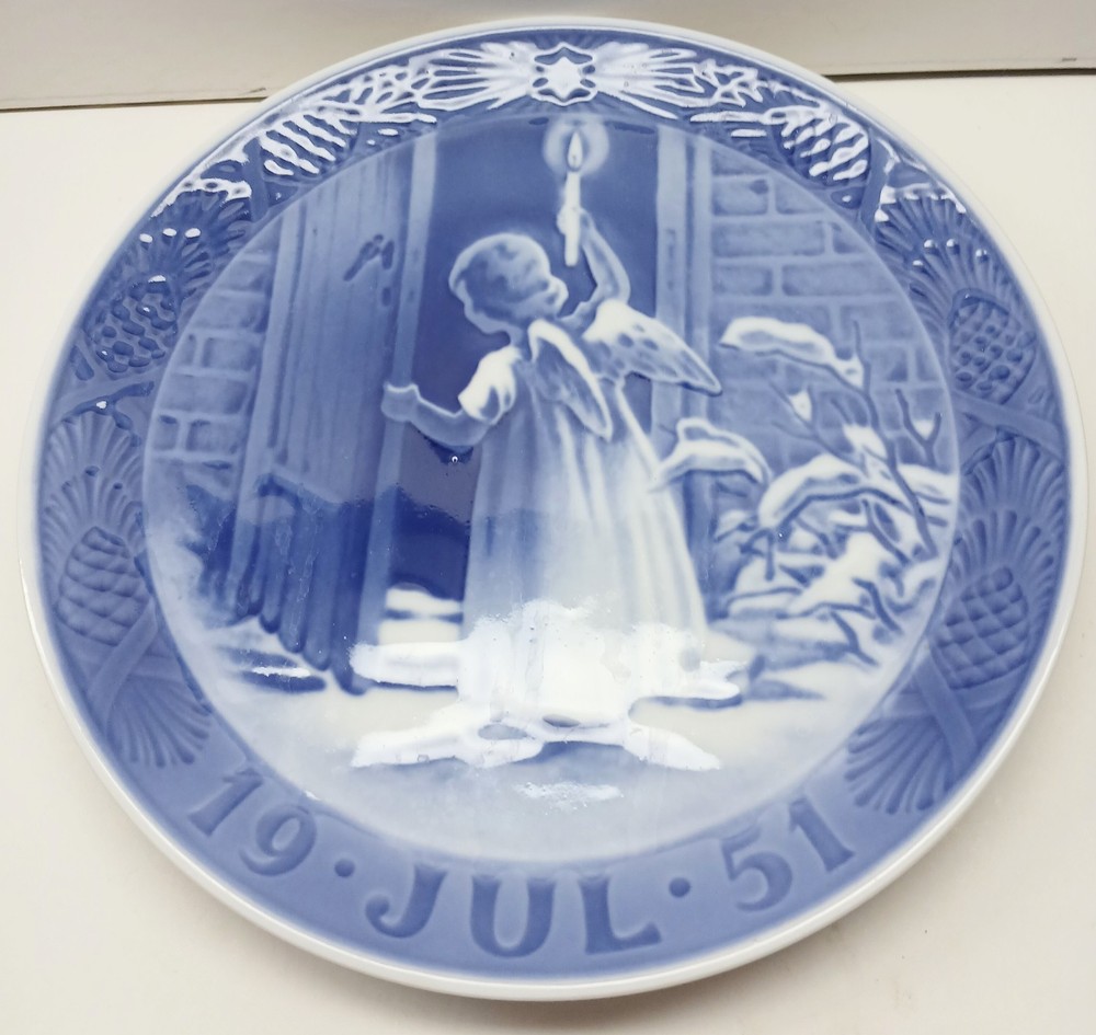 Royal Copenhagen 1951 Christmas Plate Featuring Angel Design