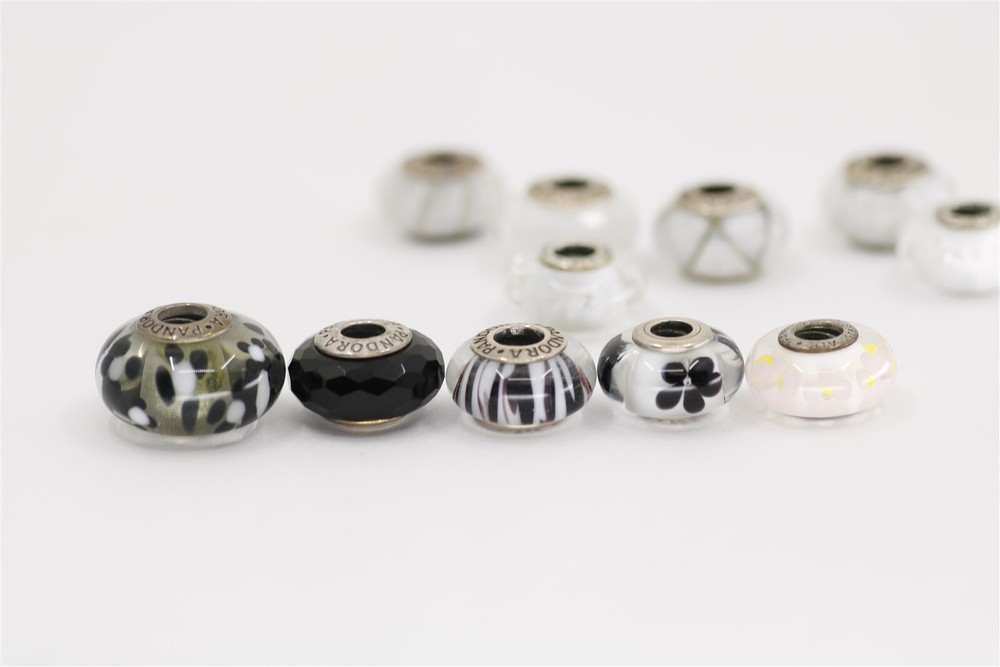 Vintage Pandora Sterling Silver Black and White Charms Set of 11
