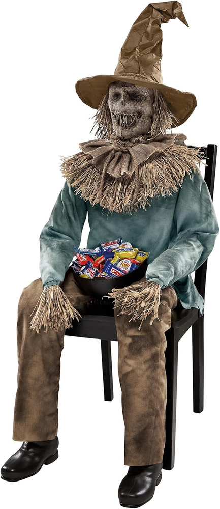 4.5 Ft Scary Sitting Scarecrow Animatronic | Decorations / Scarecrow Prop