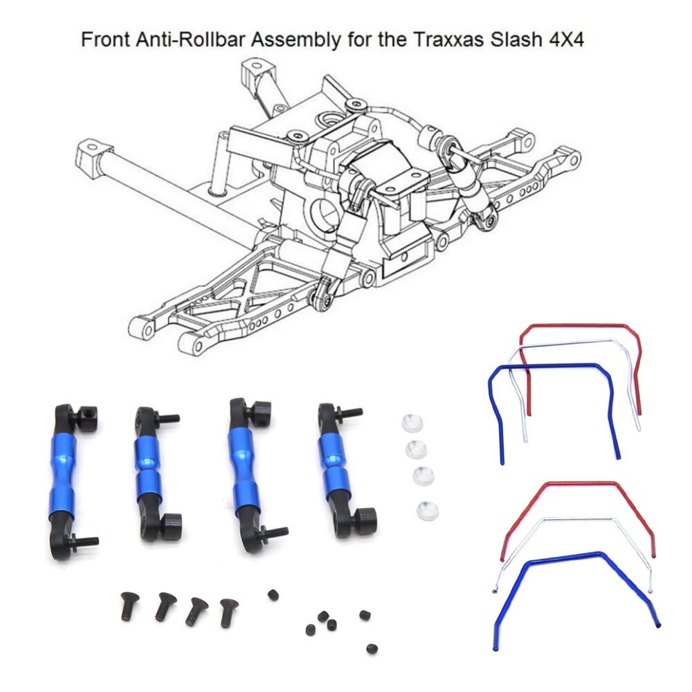 Metal Front Rear Sway Bar Kit For 1/10 Traxxas 4x4 Slash Stampede Rustler RC Car