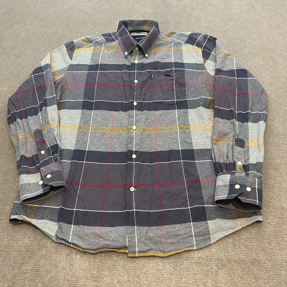 Barbour Shirt Mens Medium Plaid Flannel Long Sleeve Endsleigh Regualr Fit