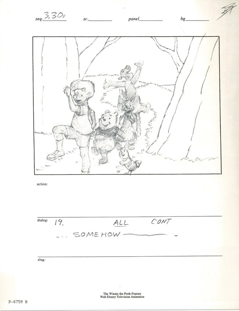 Winnie the Pooh Grand Adventure Disney Production Original SB Drawings 1997 1801