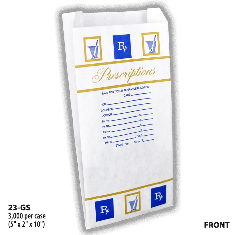 Pharmacy Bags GS Design #23 5x2x10 1000/Case Made in USA