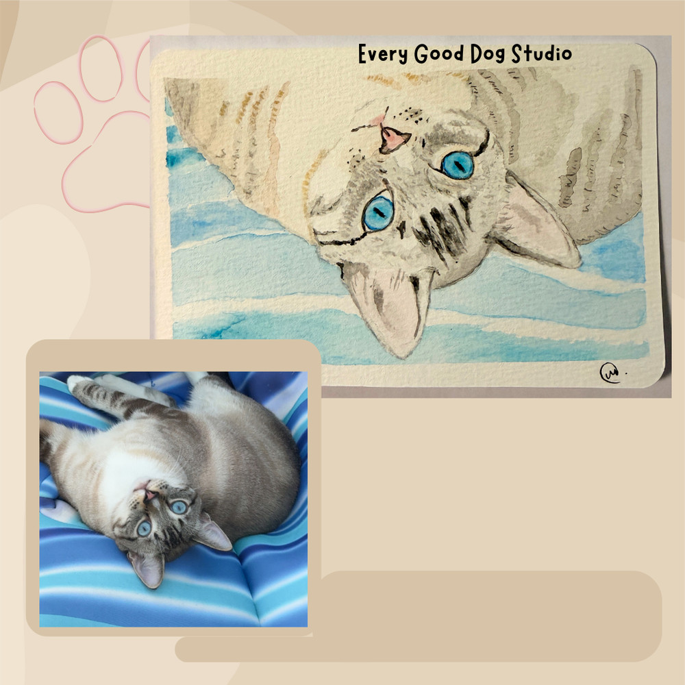 Custom Pet Portrait Watercolor | Hand-Painted from Your Photo | 4x6 Portait