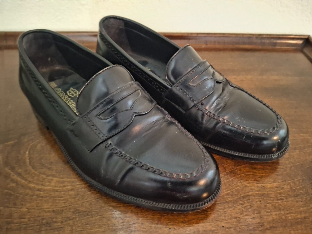 Florsheim Black Leather Penny Loafers, Men's 9W
